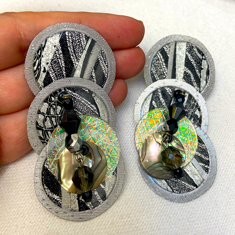80s Vintage Dangle Mixed Media Earrings